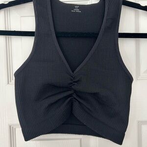Black Ribbed Women's Top